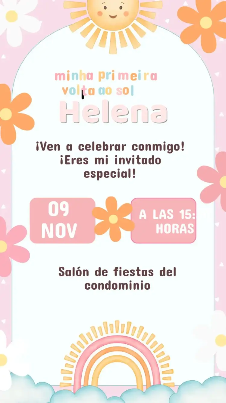 Invitación Cumpleaños Mi Primera Vuelta al Sol niña
