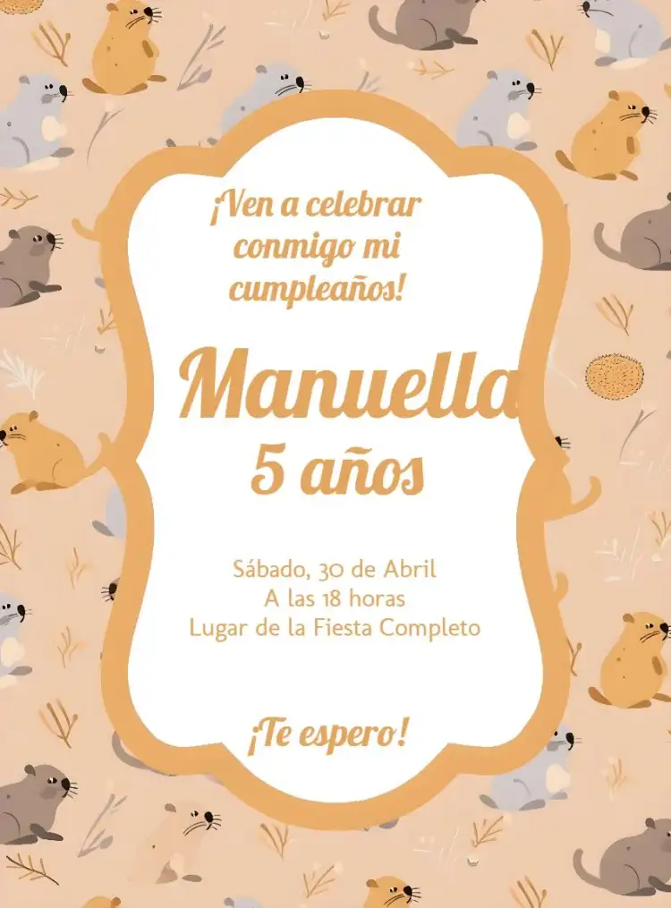 Invitación Capivara Capivaras – tema Cumpleaños Infantil colorido, divertido, natural, animales, lúdico, temático