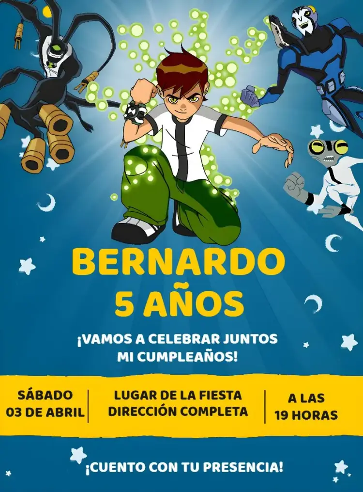 Invitación Ben 10 Monstruos