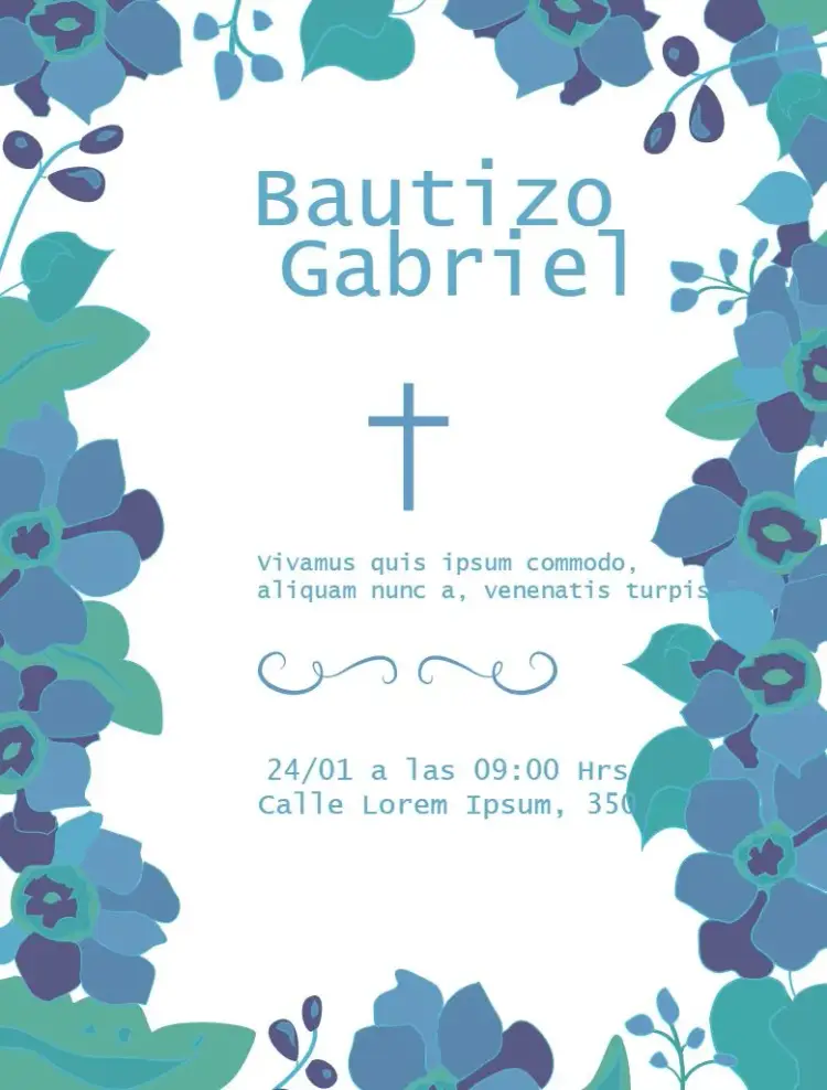 Invitación Bautizo Floral Personalizado