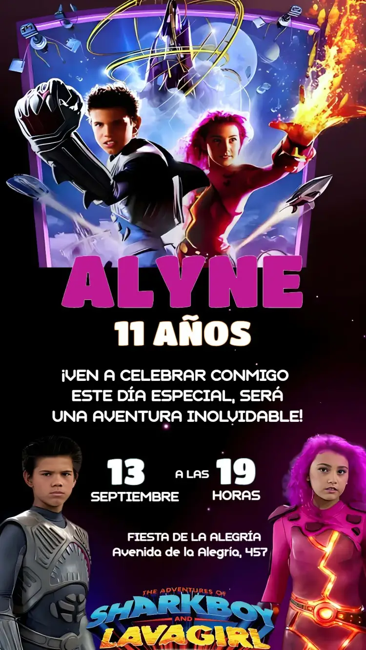 Invitación Shark Boy Y Lava Girl Bluey – tema Cumpleaños colorido, temático, divertido, infantil, aqua, fantasía