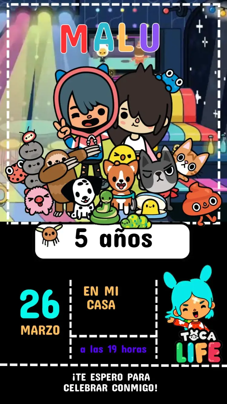 Invitación Cumpleaños Toca Life