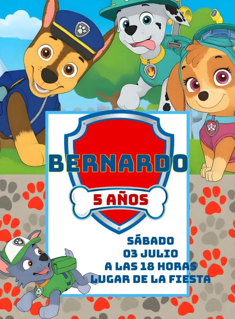 Invitación Patrulla Canina Niño