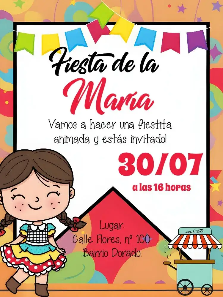 Invitación Arraiá Festa Junina São – tema Fechas Conmemorativas vibrante, colorido, tradicional, festivo, típico, alegre
