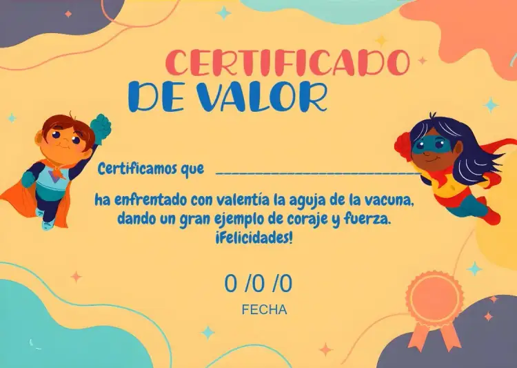 Invitación Arte Certificado De Coraje Vacuna – tema Graduación colorido, lúdico, azul marino, infantil, divertido, encantador