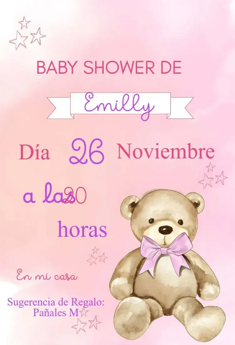 Invitación Baby Shower Osita