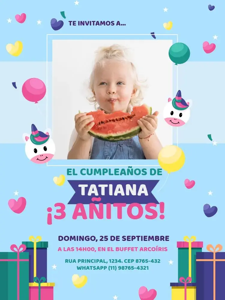 Invitación 3 Años Con Foto Estrella