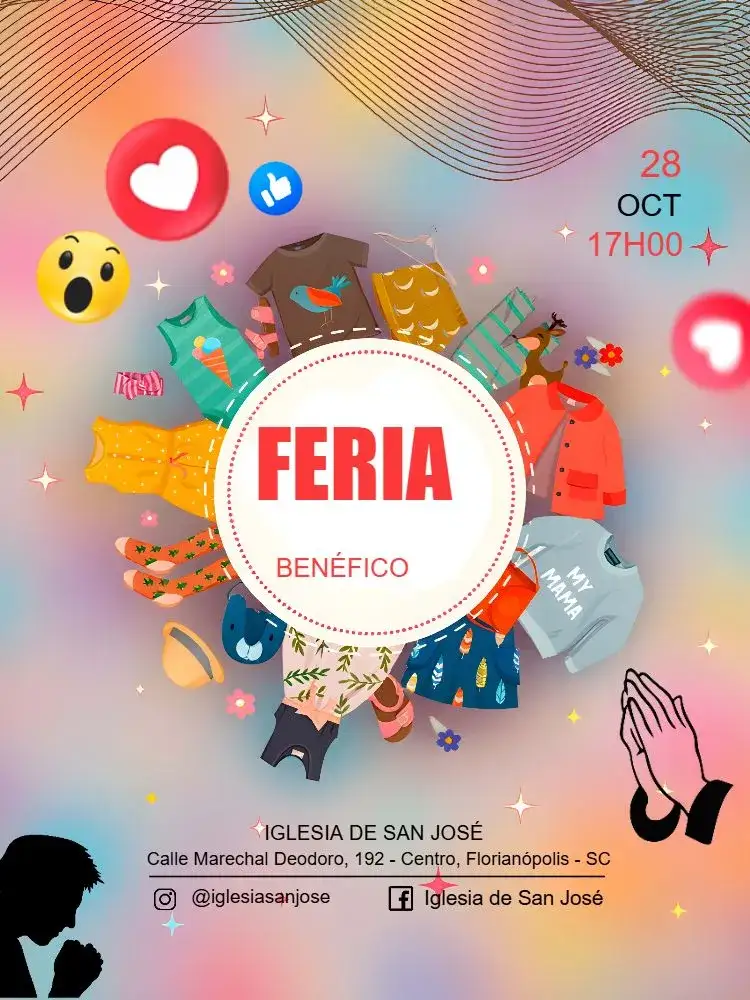 Invitación Folleto Para Bazar De La Iglesia Digital – tema Bautismo moderno, minimalista, elegante, sostenible, ilustración