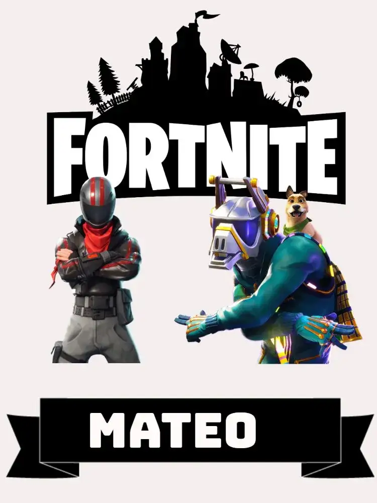 Invitación Topo De Tarta Fortnite Niño – tema Topper de torta colorido, moderno, joven, divertido, temático, videojuego