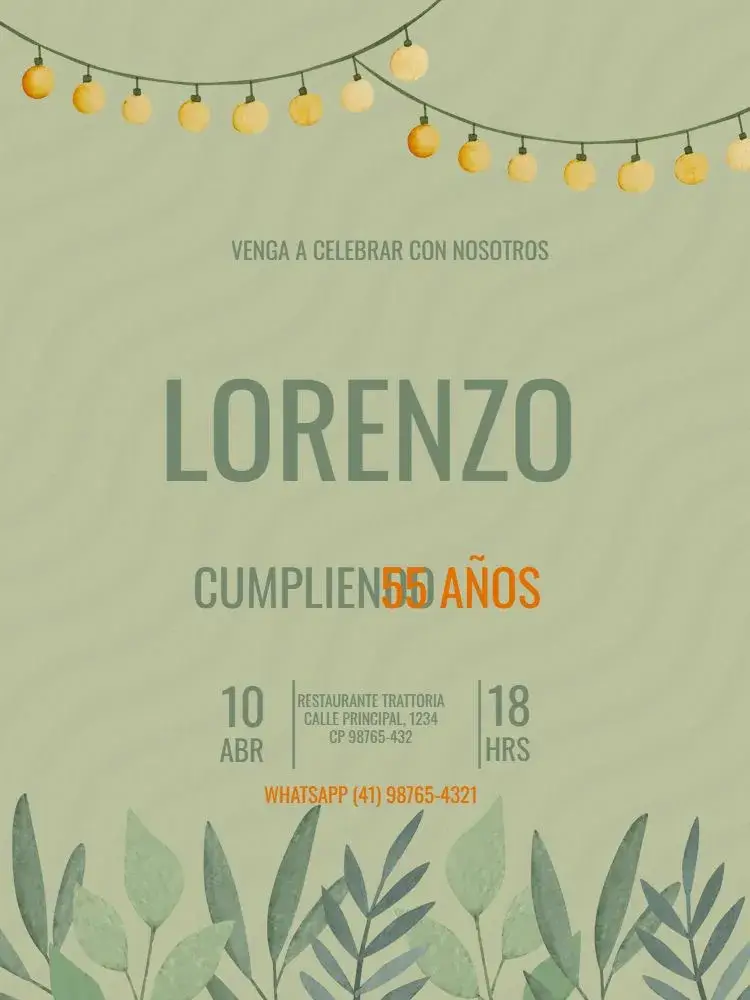 Invitación Masculino Verde Adulto