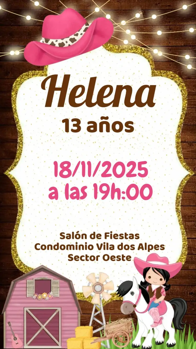 Invitación Boiadeira – tema Cumpleaños Infantil rural, colorido, divertido, vibrante, infantil, lúdico