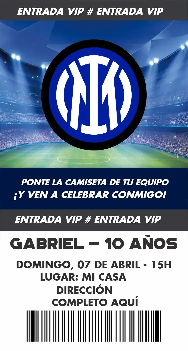 Invitación Entrada Inter de Milão
