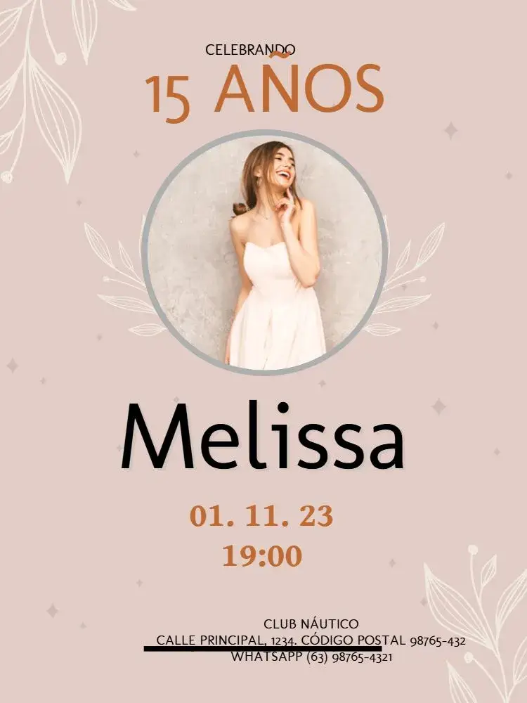Invitación 15 Años Con Foto Joven editable y personalizable