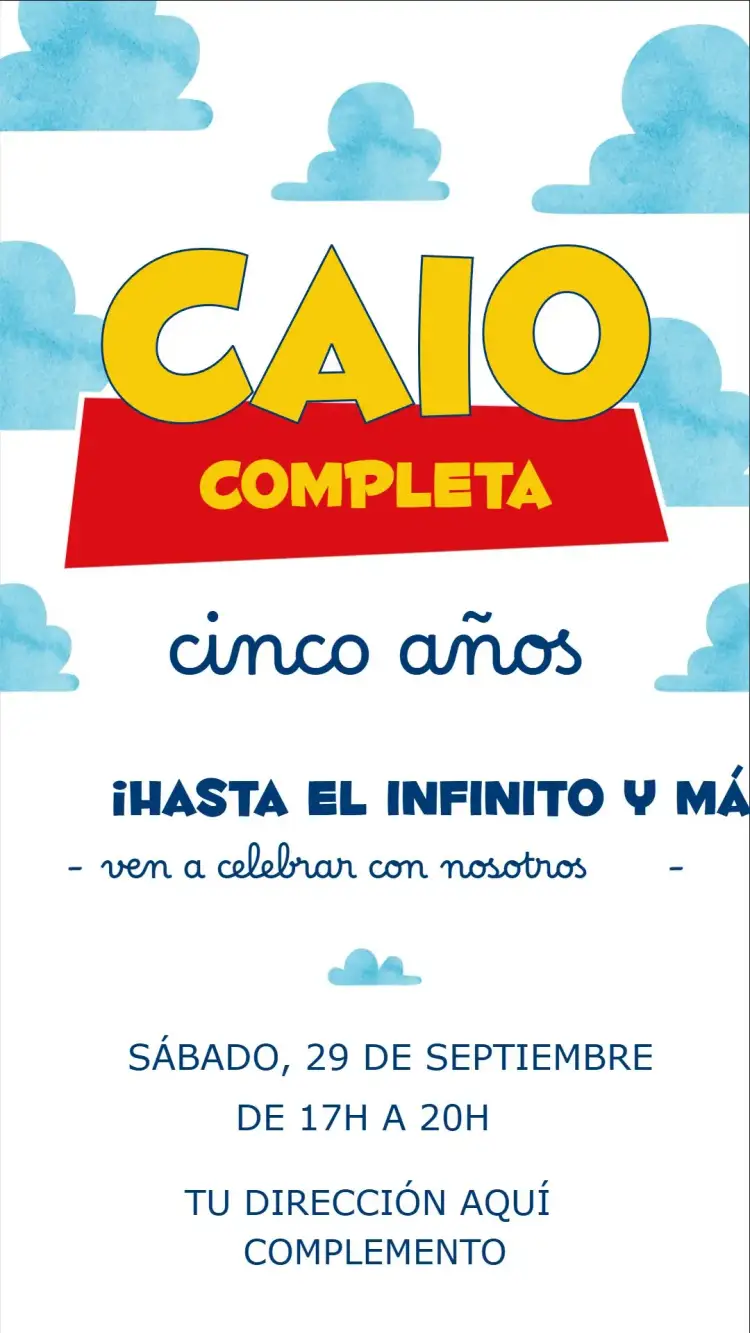 Invitación Toy Story – tema Cumpleaños Infantil acuarela, colorido, divertido, temática de juguetes, ilustraciones infantiles, escenas de aventura