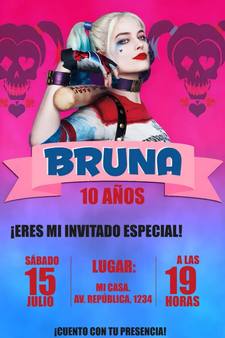 Invitación Arlequina Negro