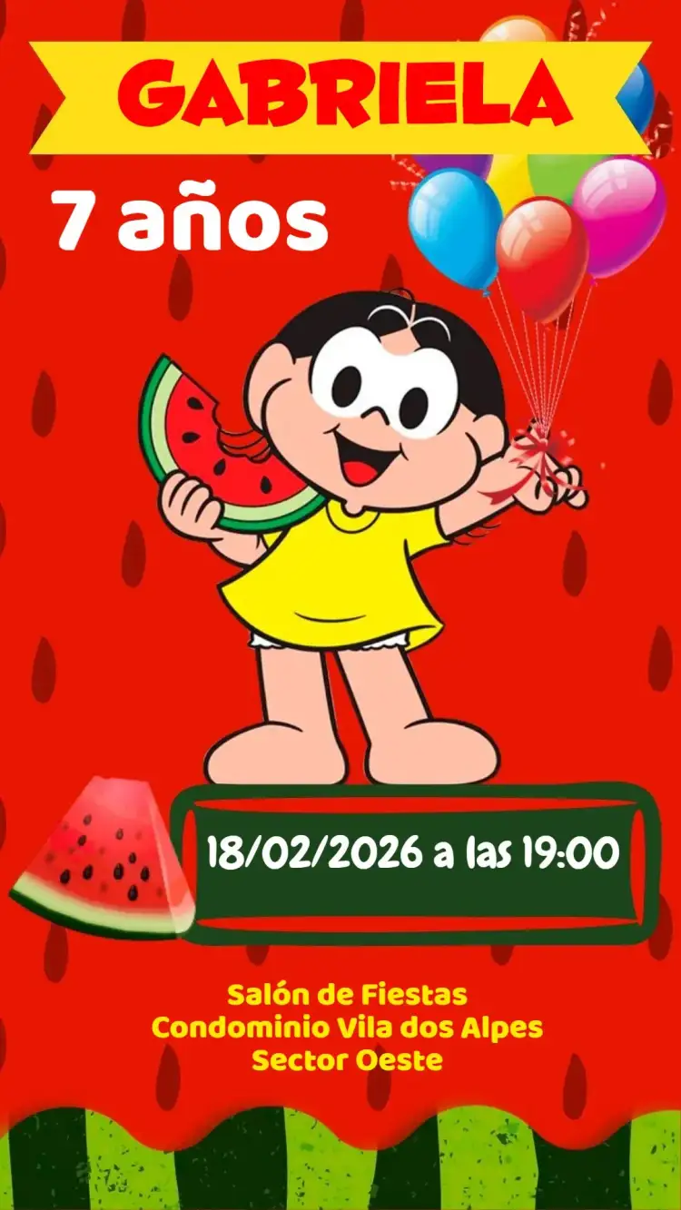 Invitación Magali – tema Cumpleaños Infantil colorido, divertido, lúdico, infantil, temático