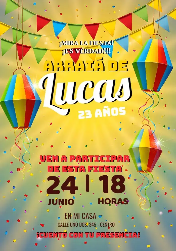 Invitación Fiesta Junina Arraiá Menina