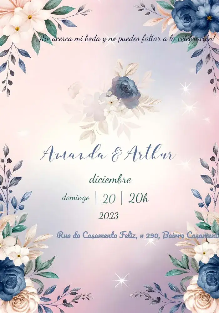 Invitación Boda Floral Rosa – tema Boda floral, romántico, vintage, elegante, colorido, moderno