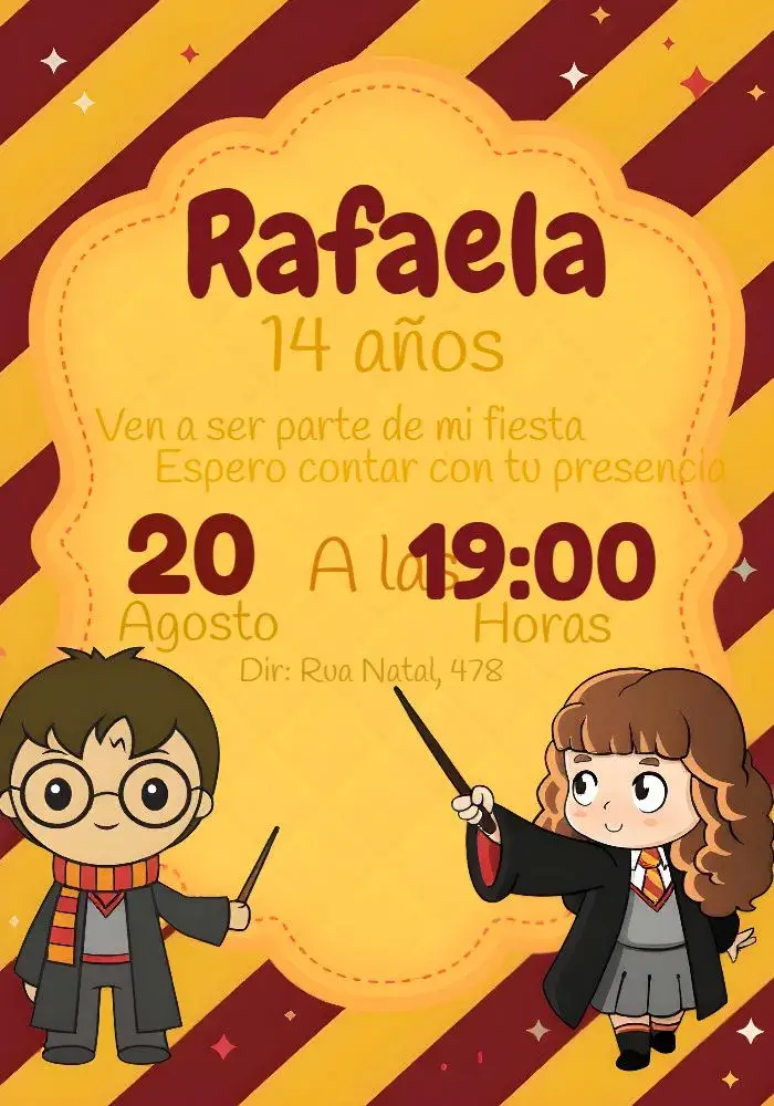 Invitación Harry Potter Rojo