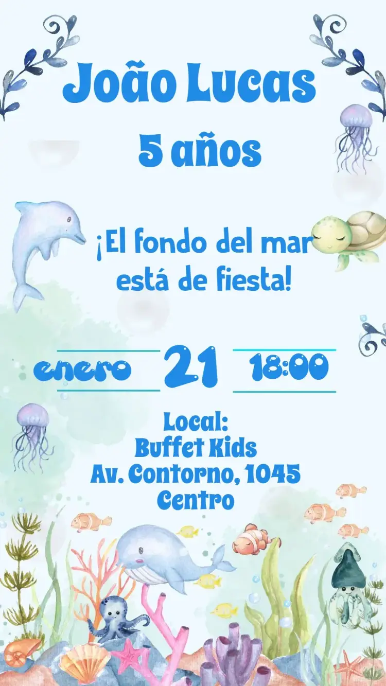Invitación Fondo del Mar Acuarela