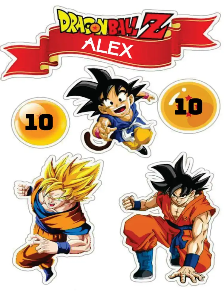Invitación Dragon Ball Z – tema Topper de torta colorido, temático, anime, divertido, aventura