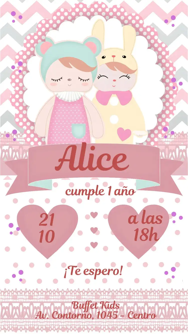Invitación Boneca Metoo Candy Color – tema Cumpleaños Infantil color caramelo, lindo, divertido, colorido, infantil