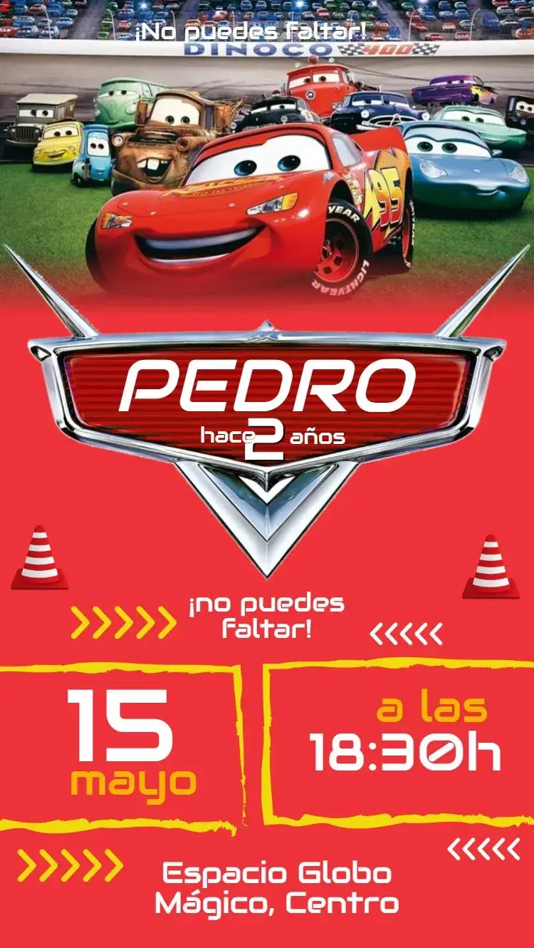 Invitación Rayo McQueen de la película Cars