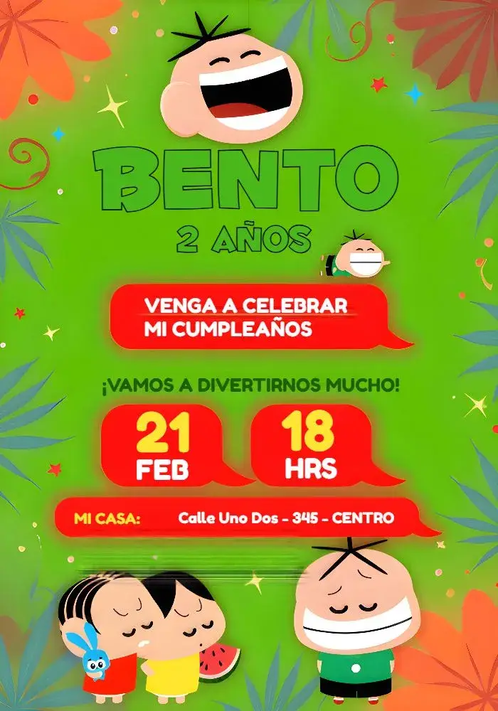 Invitación Cebolinha Turma Da Mônica Verde editable y personalizable