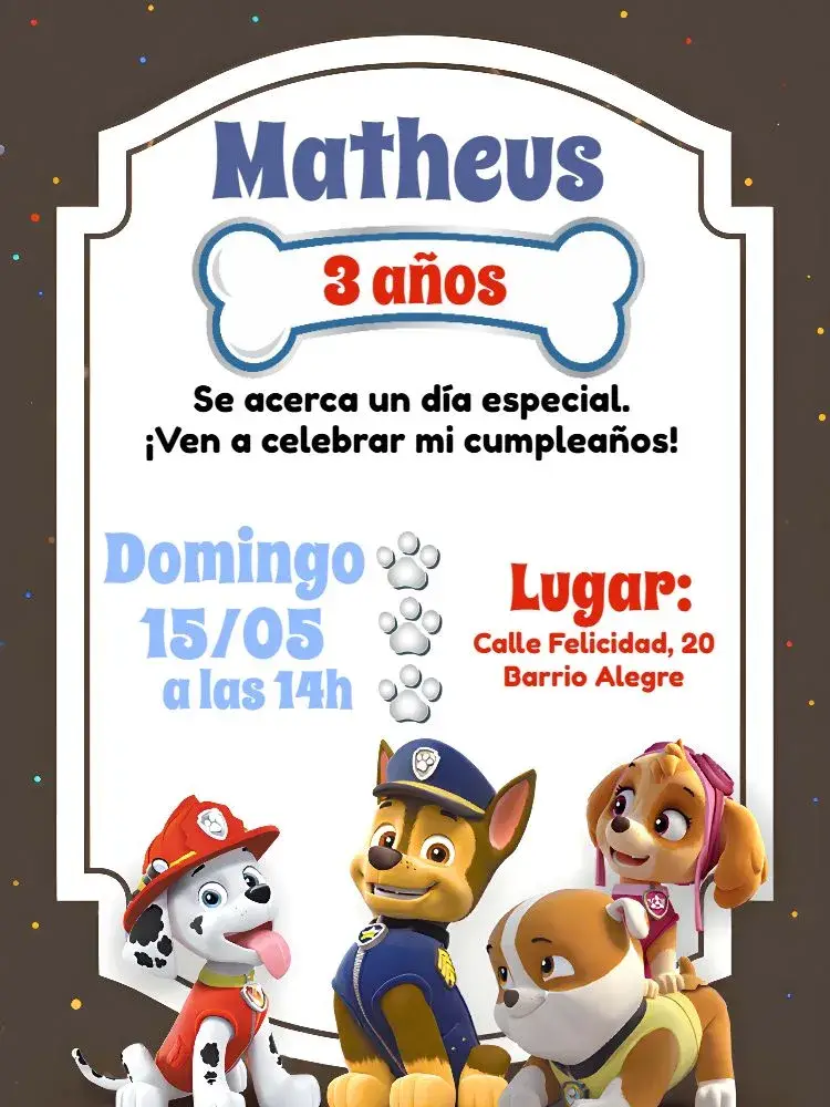 Invitación Patrulla Canina Perro