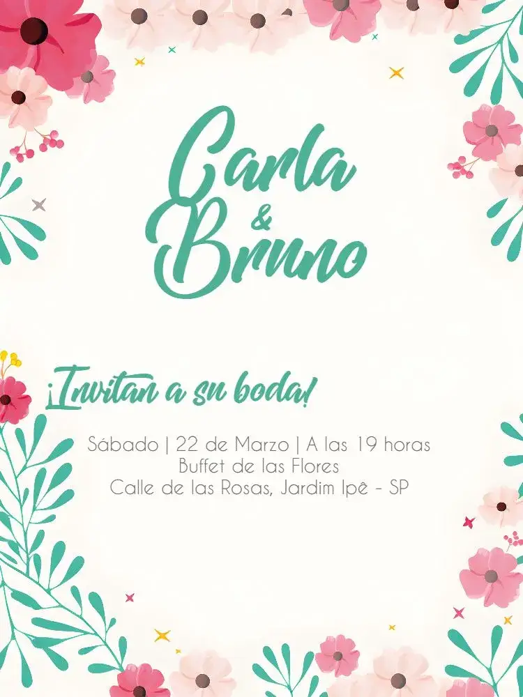 Invitación Boda Floral Rosa – tema Boda floral, romántico, elegante, vintage, natural, pastel