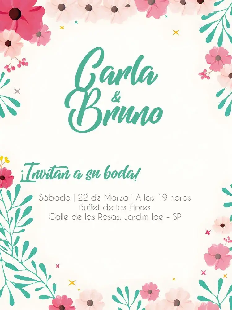 Invitación Boda Floral Rosa