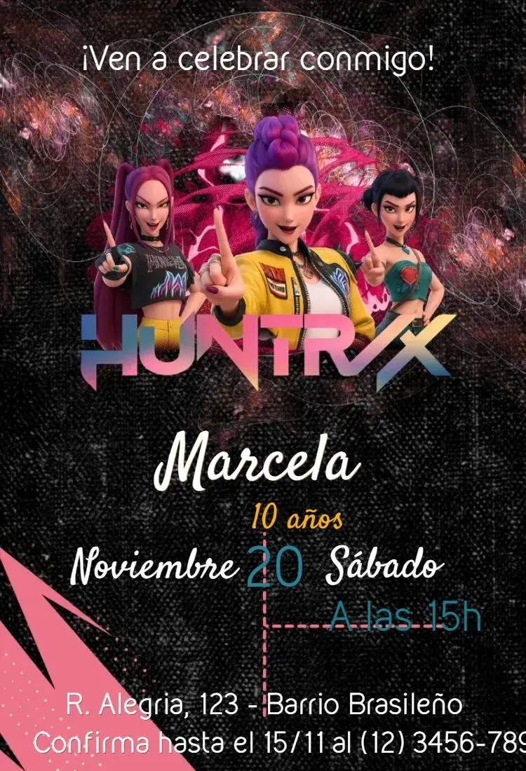 Invitación Cazadores de Demonios K-Pop