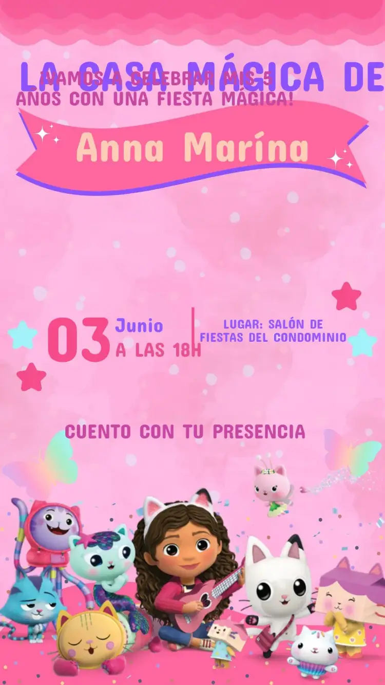 Invitación Digital La Casa Mágica de Gabi Infantil Editable y Personalizada