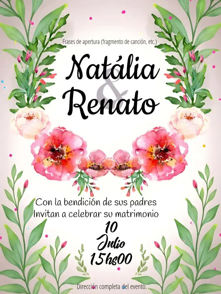 Invitación Boda Floral Acuarela
