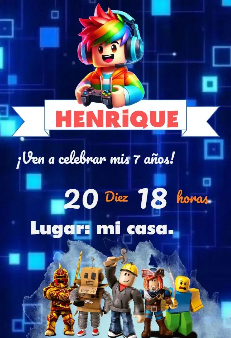 Invitación Invitación Roblox editable y personalizable