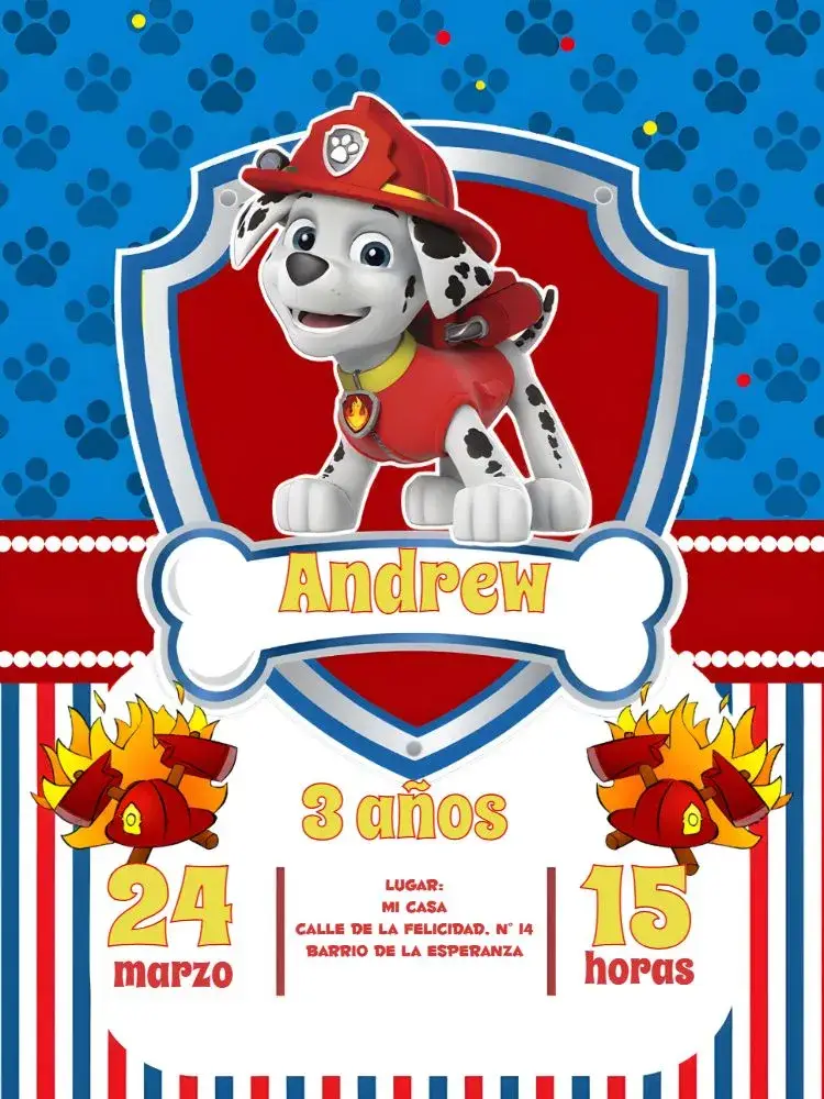 Invitación Marshall Patrulla Canina Azul