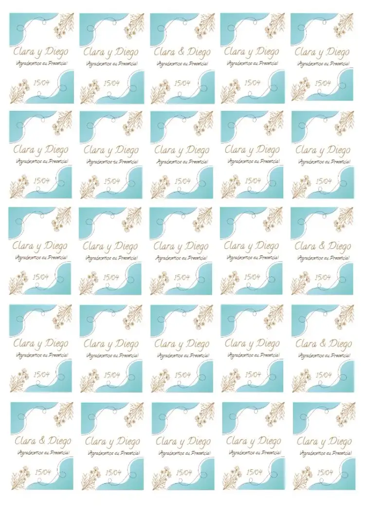 Invitación Etiqueta de Agradecimiento Floral de Boda – tema Boda floral, elegante, moderno, azul y blanco, curvas suaves, romántico