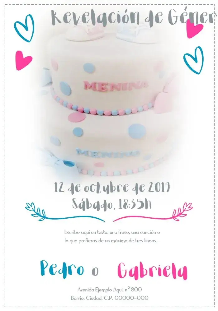 Invitación Invitación Revelación de Género Niño o Niña Rose – tema Revelación Bebé moderno, lindo, minimalista, colorido, delicado, divertido