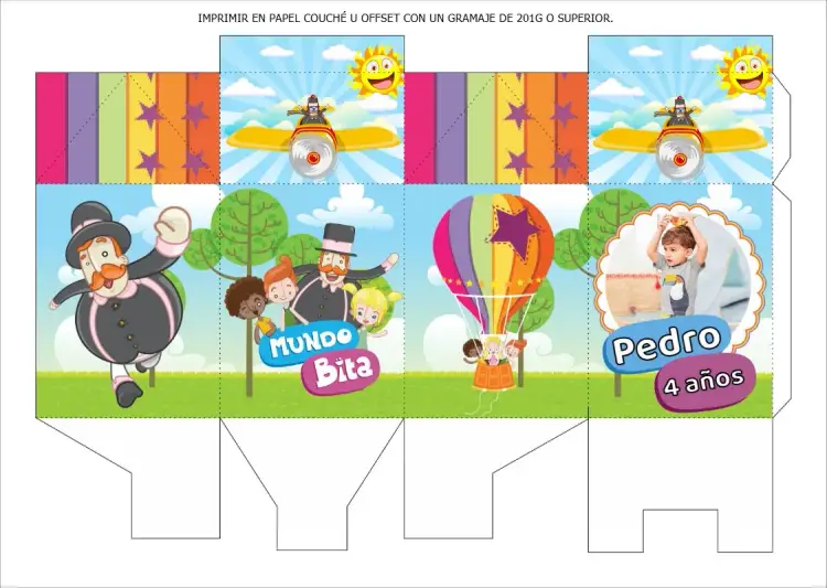 Invitación Caja Milk Mundo Bita Con Foto (con