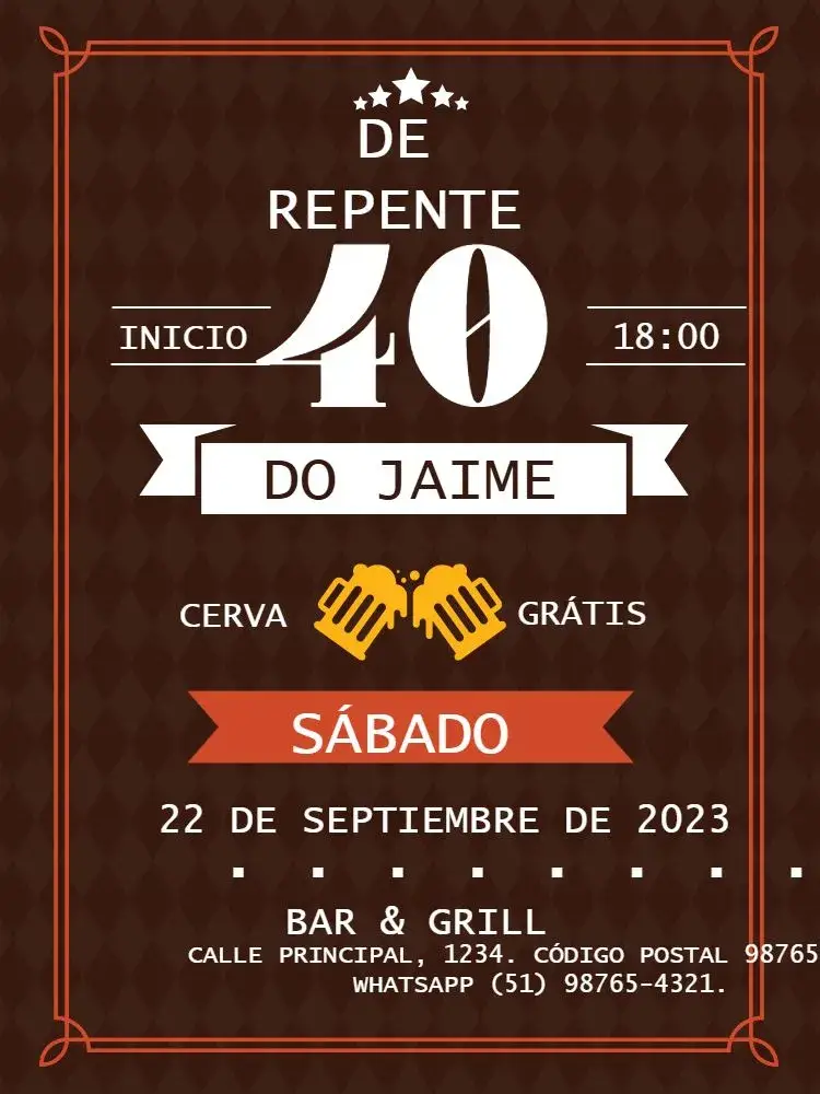 Invitación Repente 40 Clásico Oscuro