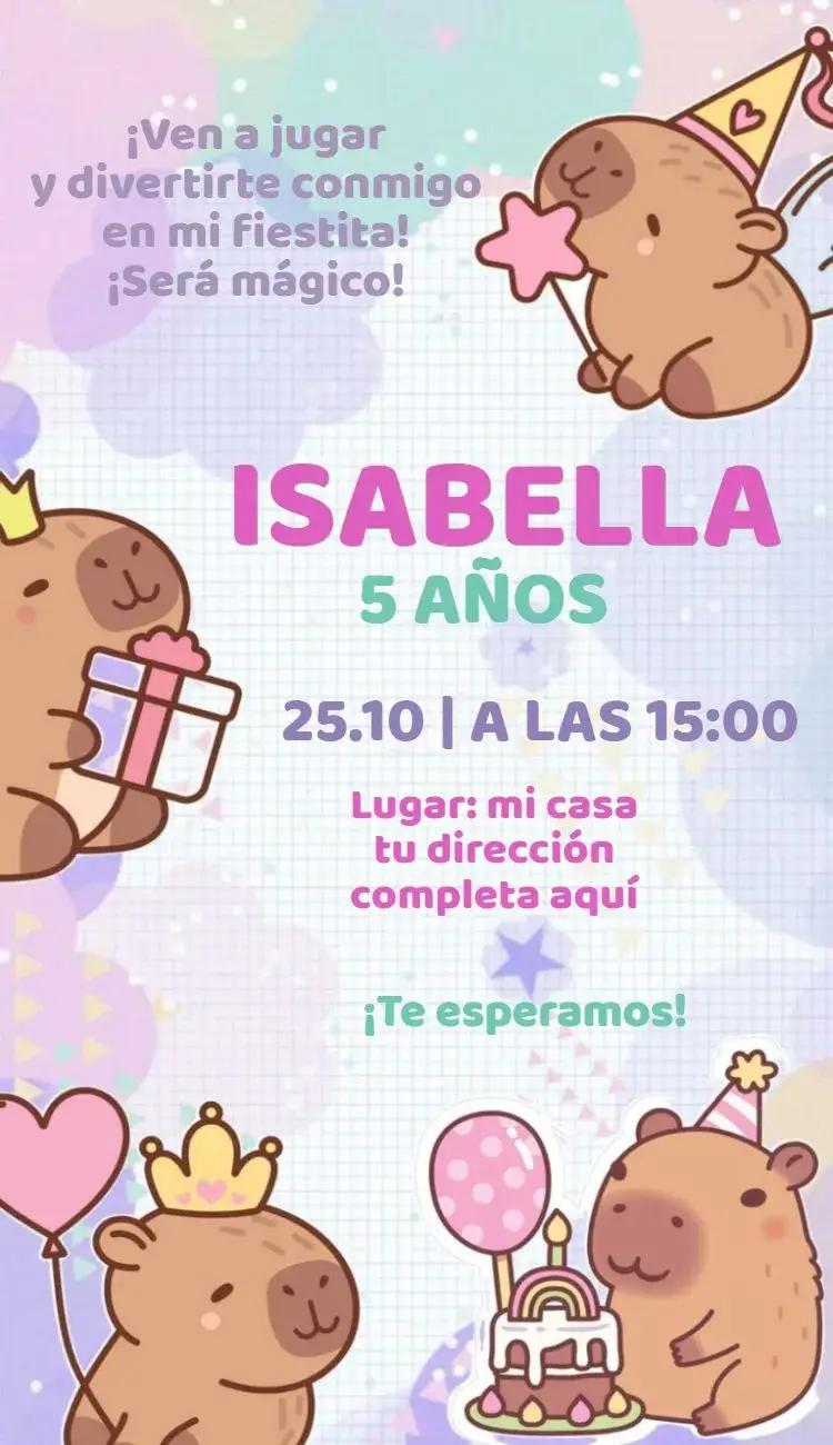 Invitación Capivara lila
