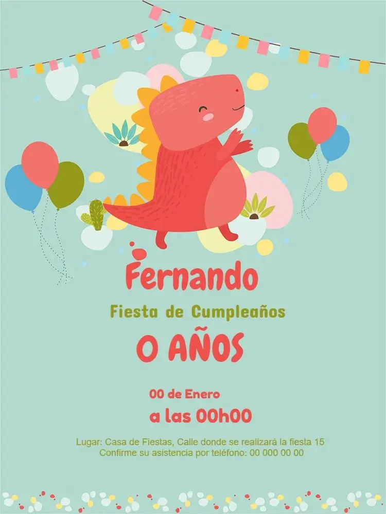 Invitación Celebración de Dinosaurios