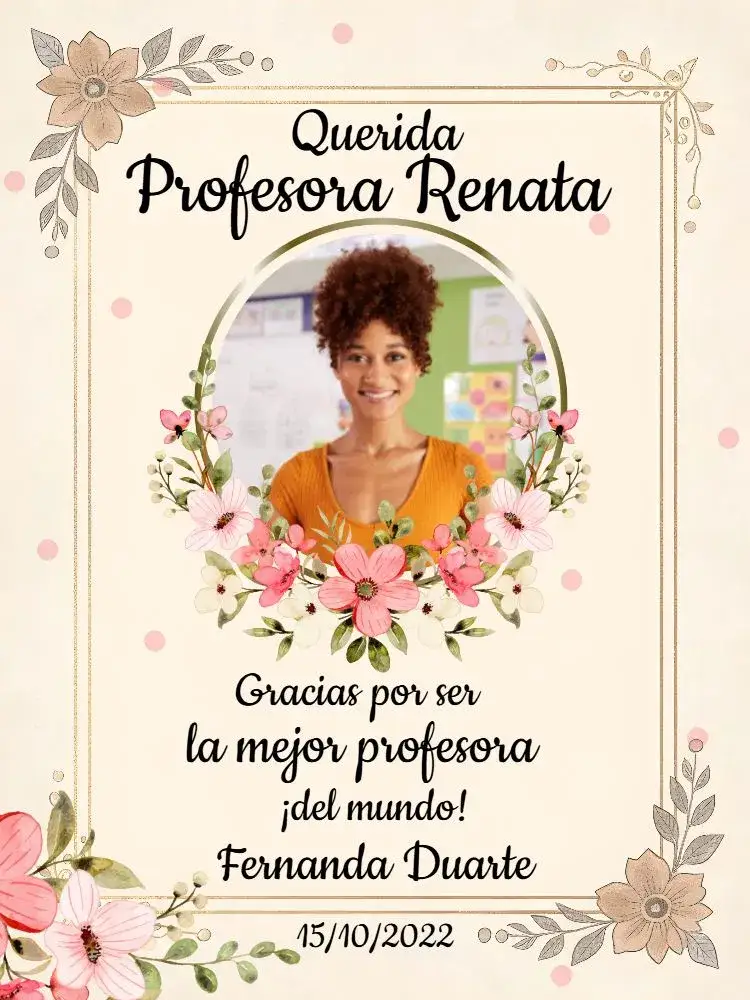 Invitación Tarjeta Del Día De Los Profesores Con Foto Rosa – tema Fechas Conmemorativas rosa, floral, moderno, elegante, suave