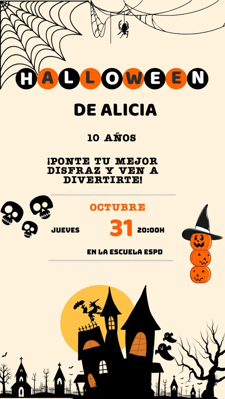 Invitación Invitación Cumpleaños Fiesta de Halloween – tema Fechas Conmemorativas oscuro, aterrador, fantasía, mágico, otoñal, vintage