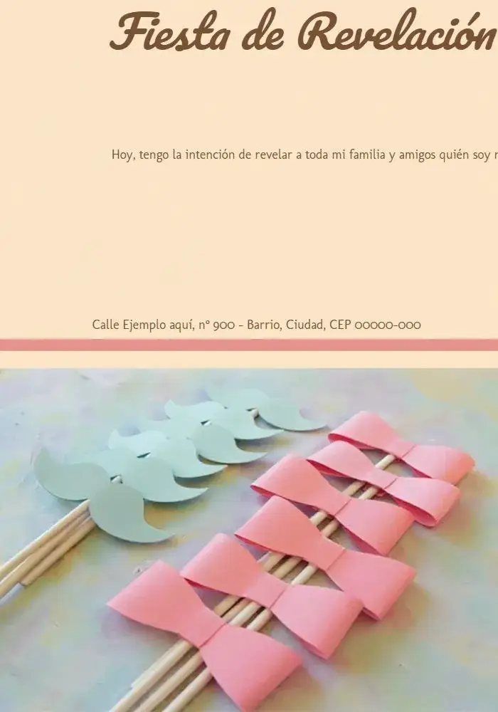 Invitación Baby Shower Revelación Niño o Niña Beige – tema Revelación Bebé minimalista, cómodo, delicado, moderno, neutro, festivo