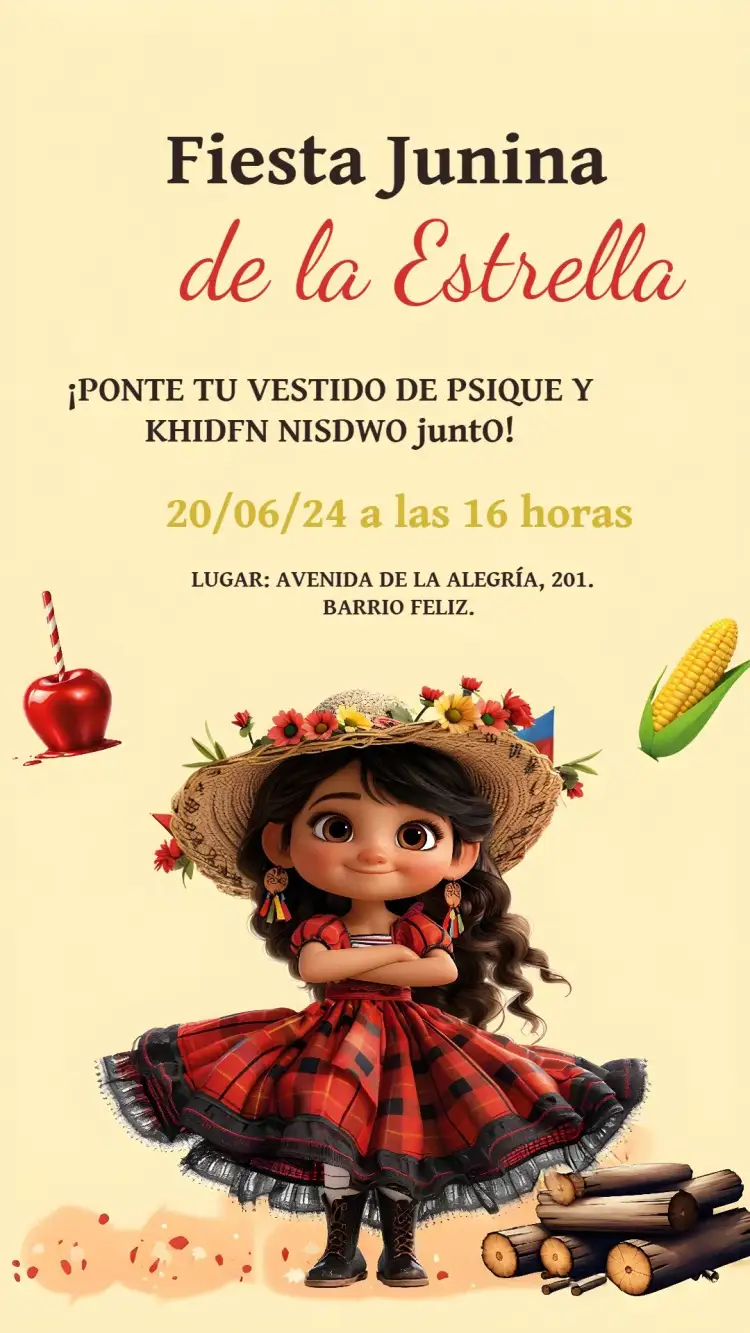 Invitación Fiesta Junina São – tema Fechas Conmemorativas colorido, tradicional, vintage, festivo, rústico