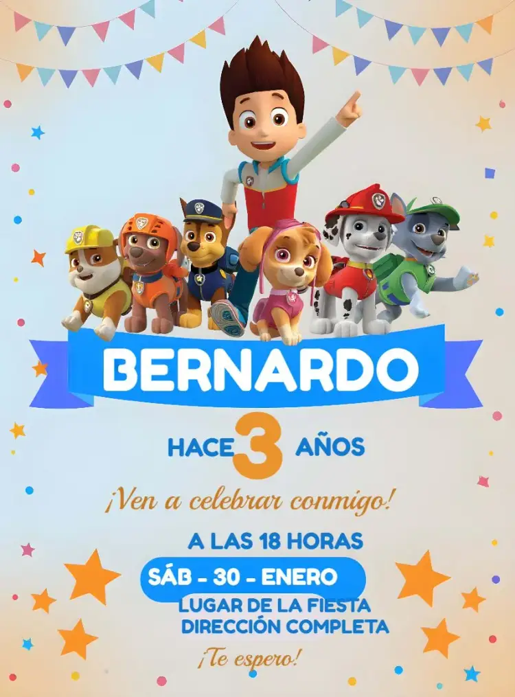 Invitación Patrulla Canina Skye