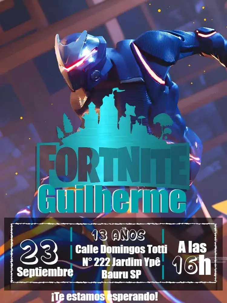 Invitación Fortnite Colorido – tema Más buscados colorido, jugador, divertido, moderno, joven, interactivo