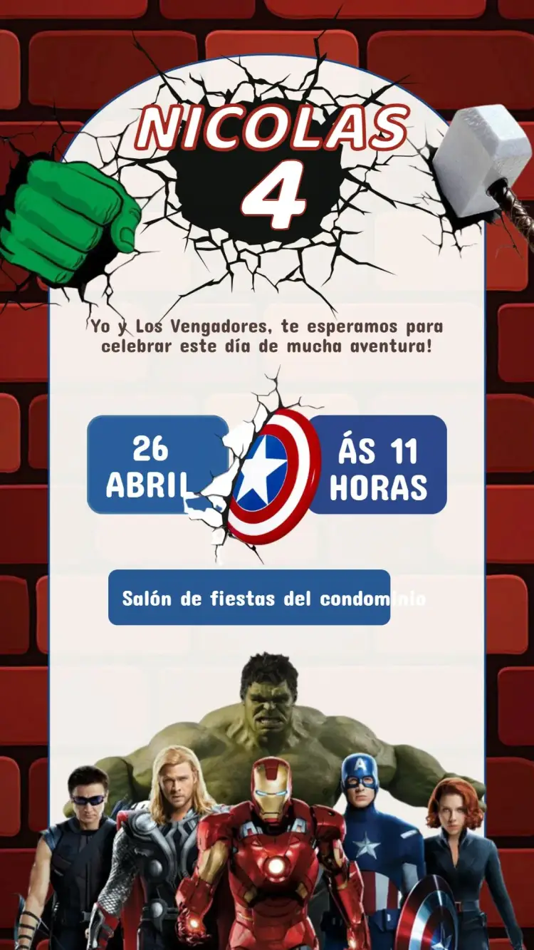 Invitación Cumpleaños Vengadores