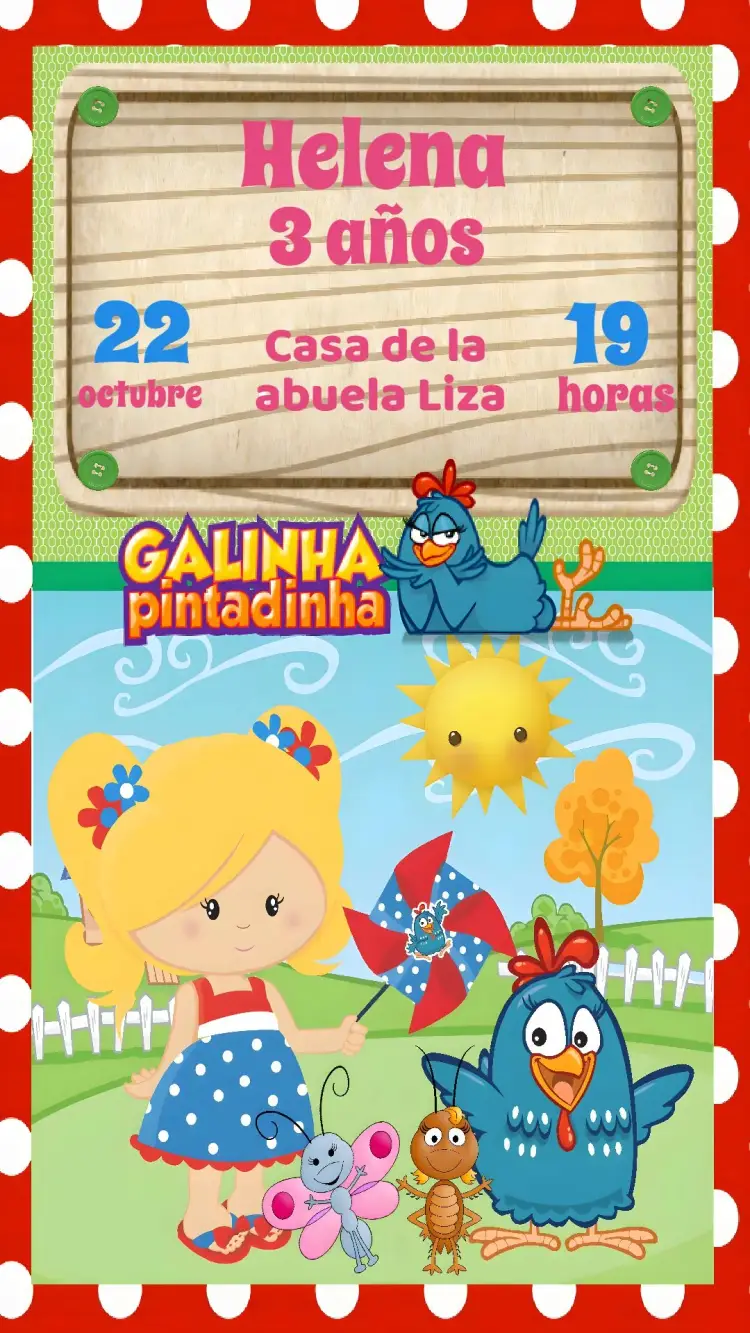 Invitación Gallina Pintadita